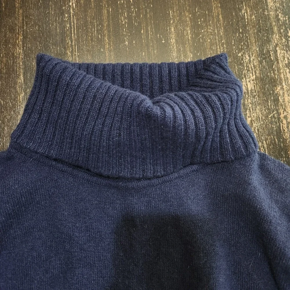 Lafayette 148 Sweater 100% Cashmere Women's Large Turtleneck Navy Blue